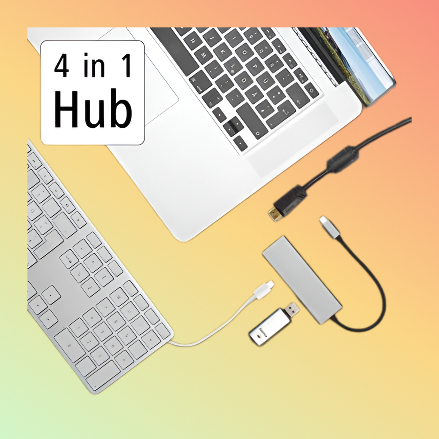 Hama USB-C Hub, Multiport, 4 Ports, 2 x USB-A, USB-C, HDMI