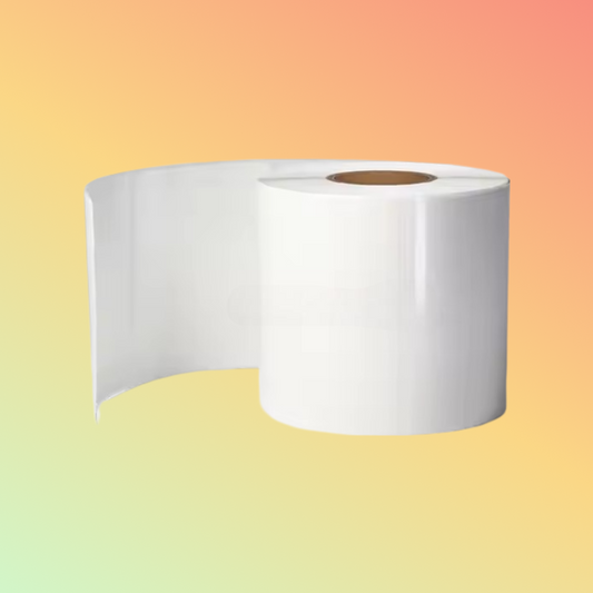 Glossy White PET Label Roll 34x20 with Adhesive