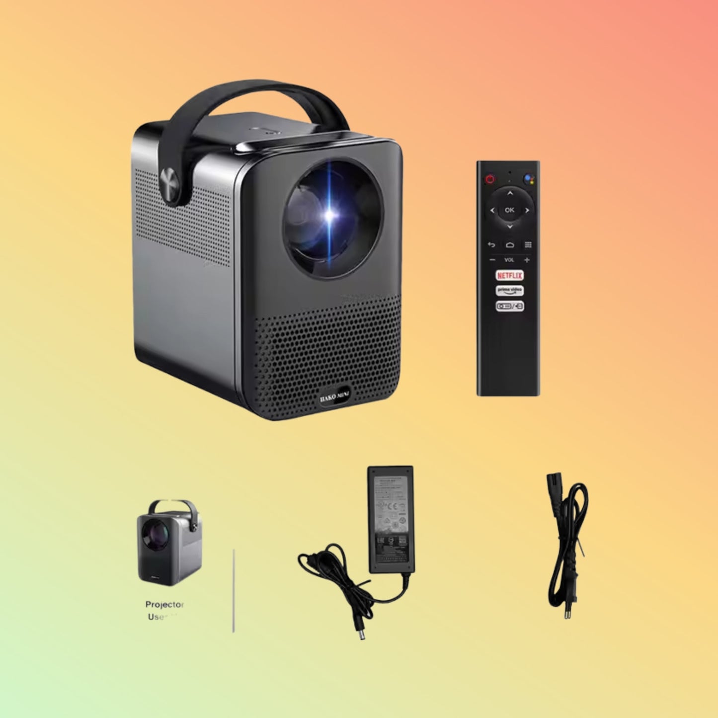 HAKOMINI PL3 1080P Mini Smart Projector 4K Android 10 Portable