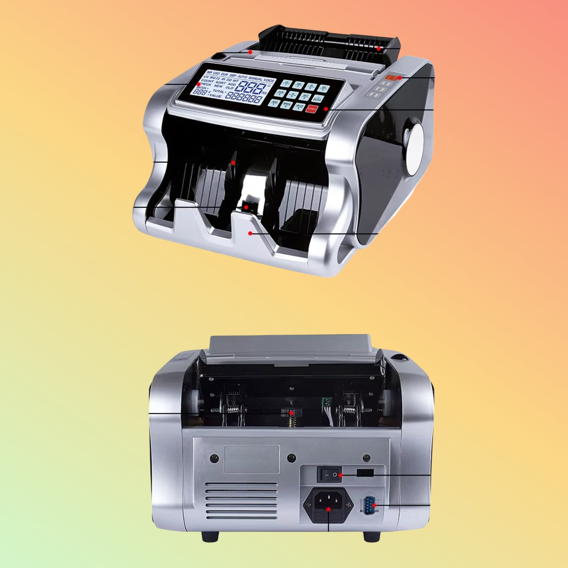 Hopper and stacker of the 4000T currency counter unit