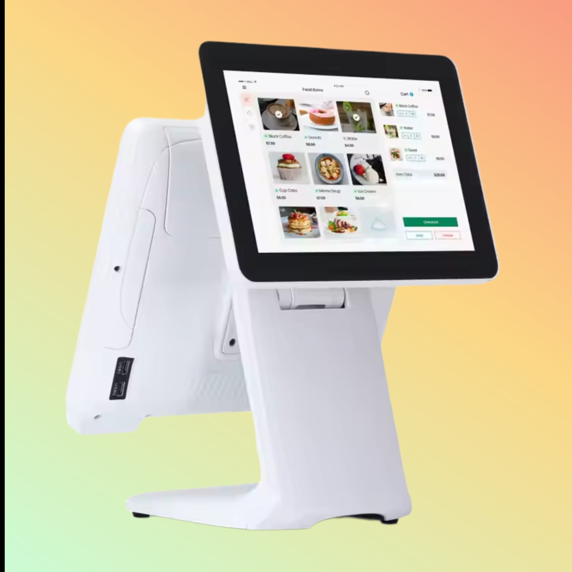 Sleek design 15-inch touch screen POS system with Windows 10, ideal for fast and smooth retail transactions