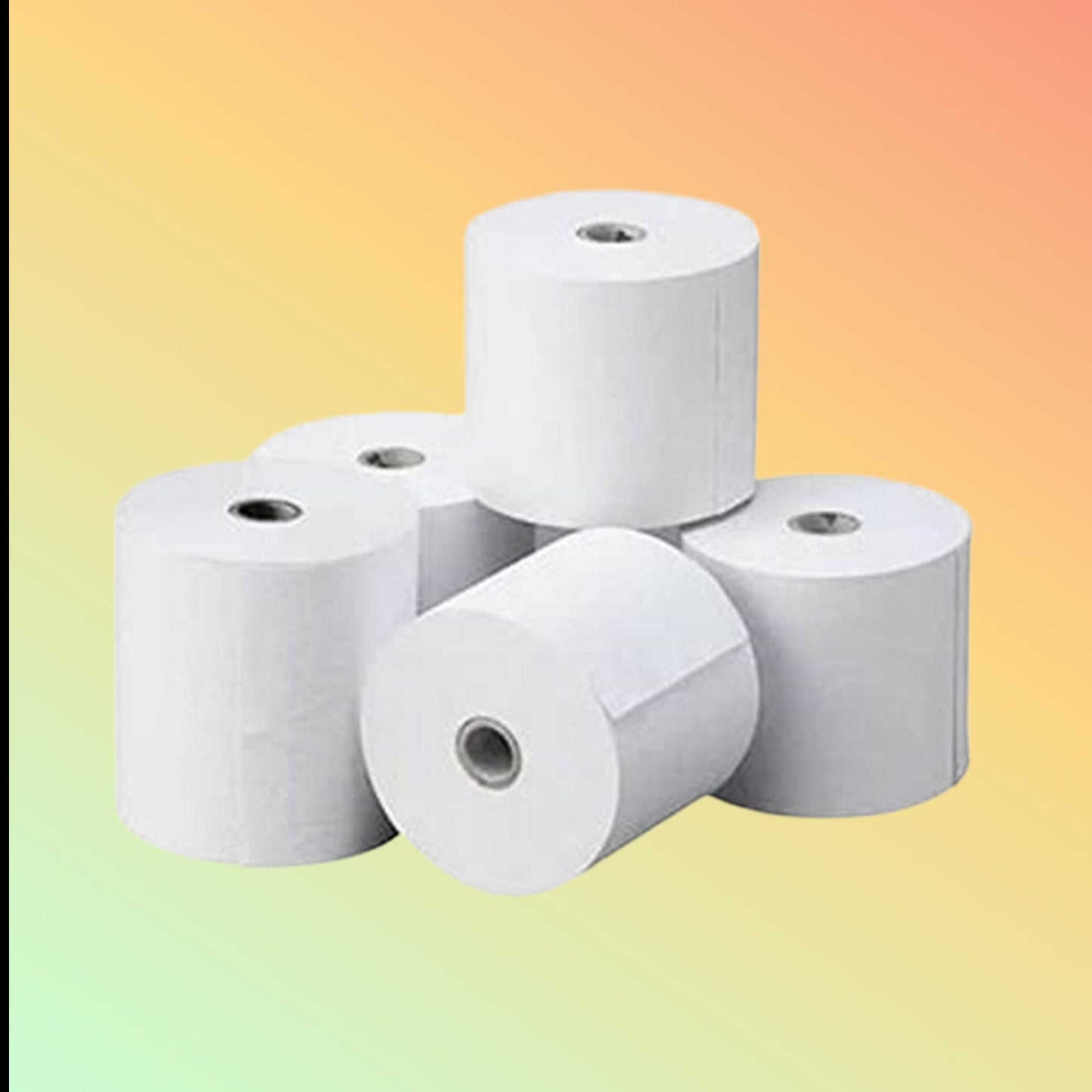 Versatile set of 50 thermal paper rolls in 80x50m and 57x40mm sizes, ideal for high-volume printing needs