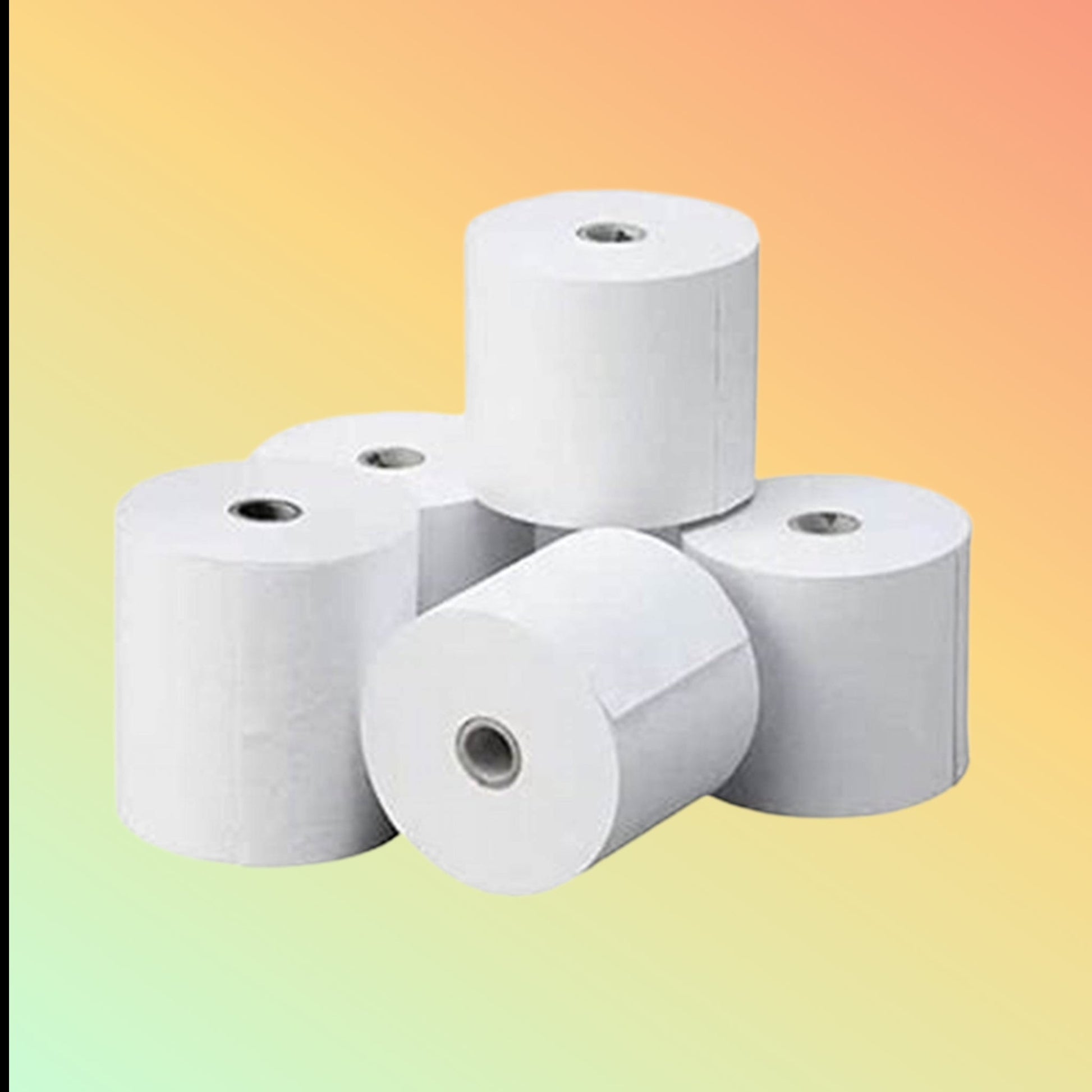 Versatile set of 50 thermal paper rolls in 80x50m and 57x40mm sizes, ideal for high-volume printing needs