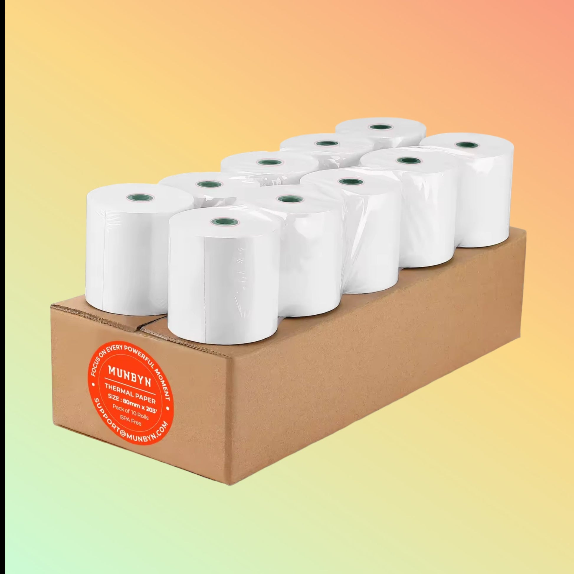 Bulk pack of 175Gsm direct thermal POS paper rolls, 80mm width, perfect for clear receipt printing.
