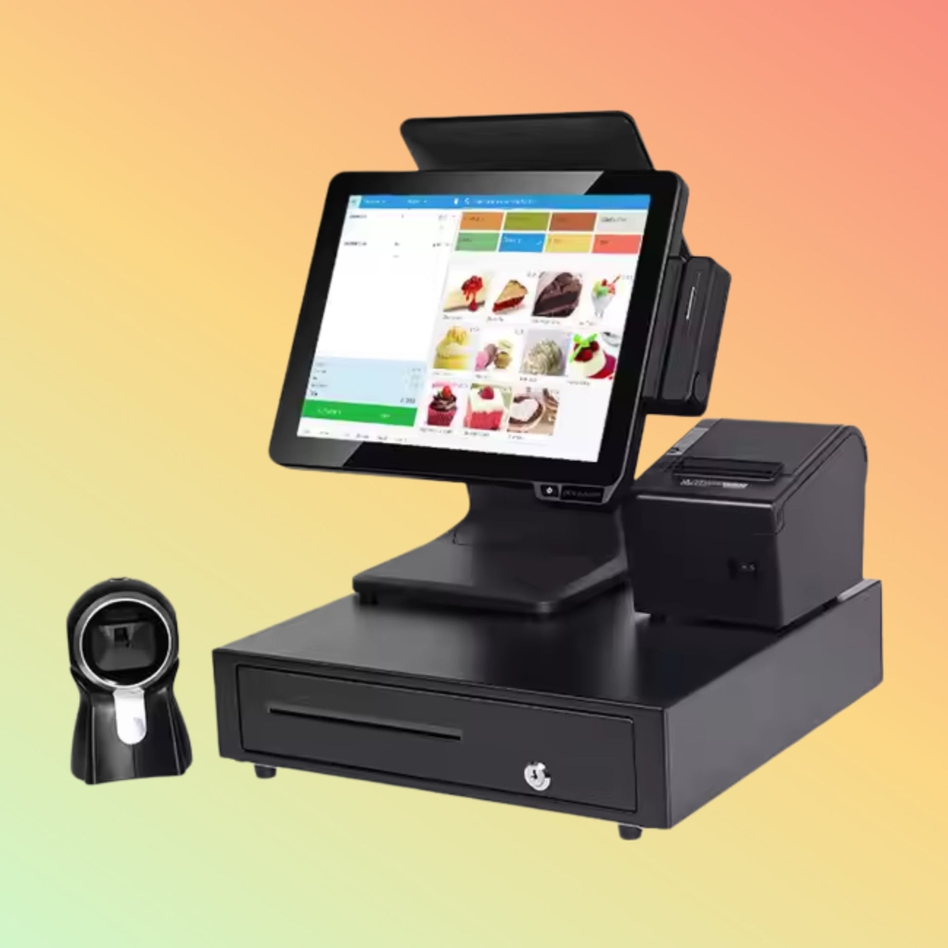 Durable 15-inch all-in-one POS terminal with aluminum alloy shell and touch interface, fanless design for noise-sensitive setups