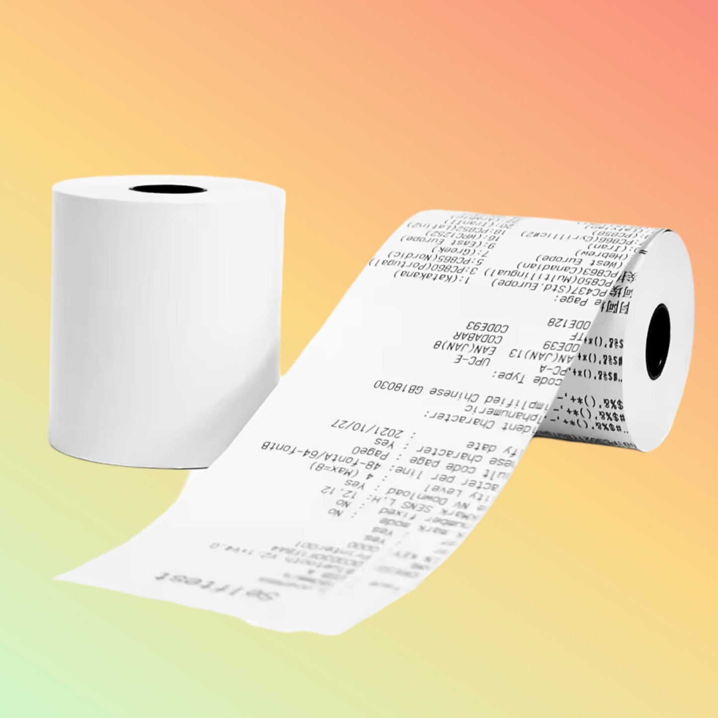 50-count thermal paper rolls in a box, measuring 80x50m and 57x40mm, suitable for various business printing requirements